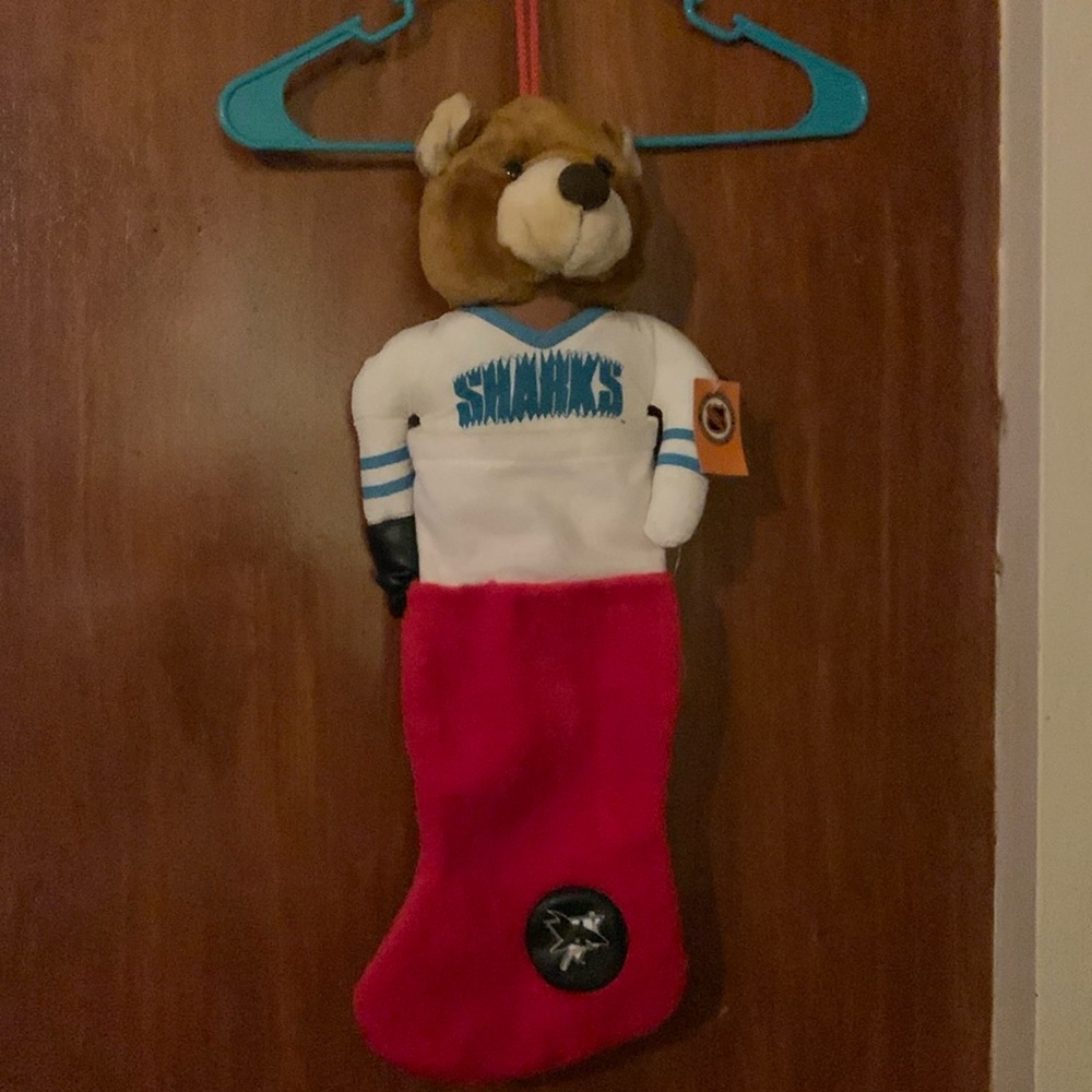 NHL San Jose Sharks Vintage Christmas bear stocking  90s